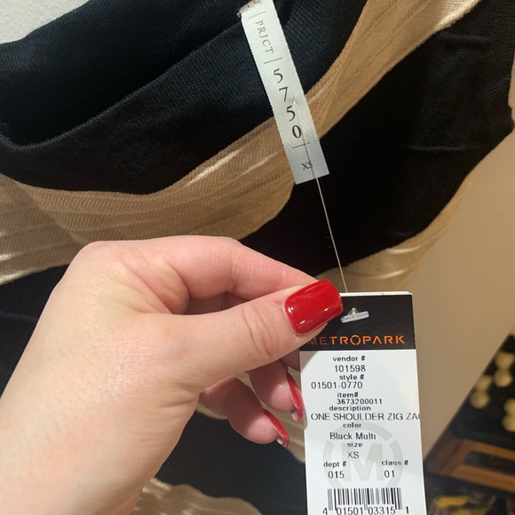 WOT “PRJCT 5750” XS black/tan body con dress. One shoulder w/cut out - Picture 3 of 6